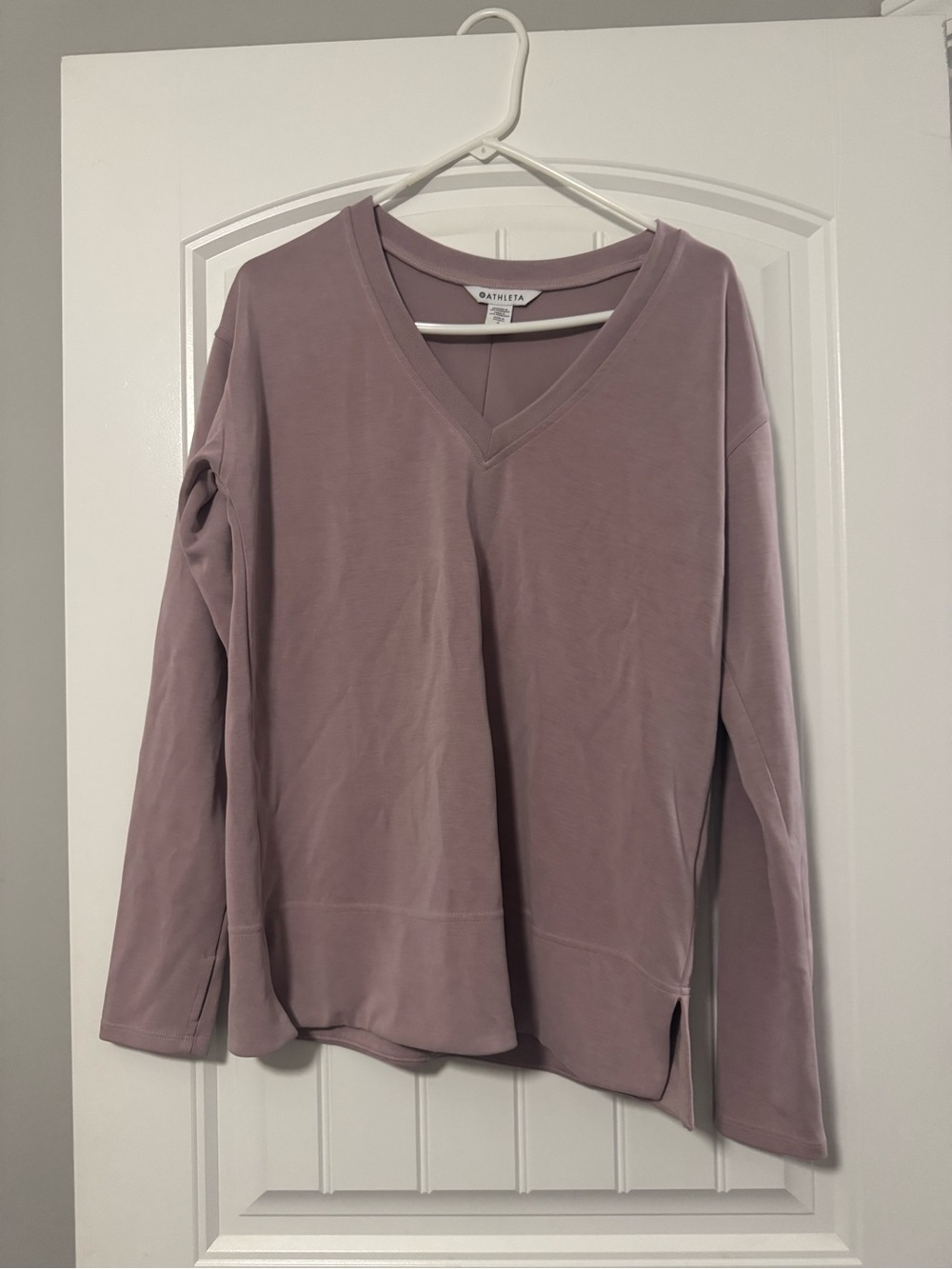 Athleta Dusty Mauve V-Neck Long Sleeve Top